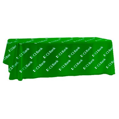 Sublimated PREMIUM Table Cloth for 8' Table, Drape Style, 3 sided, Open Back, Rounded corners